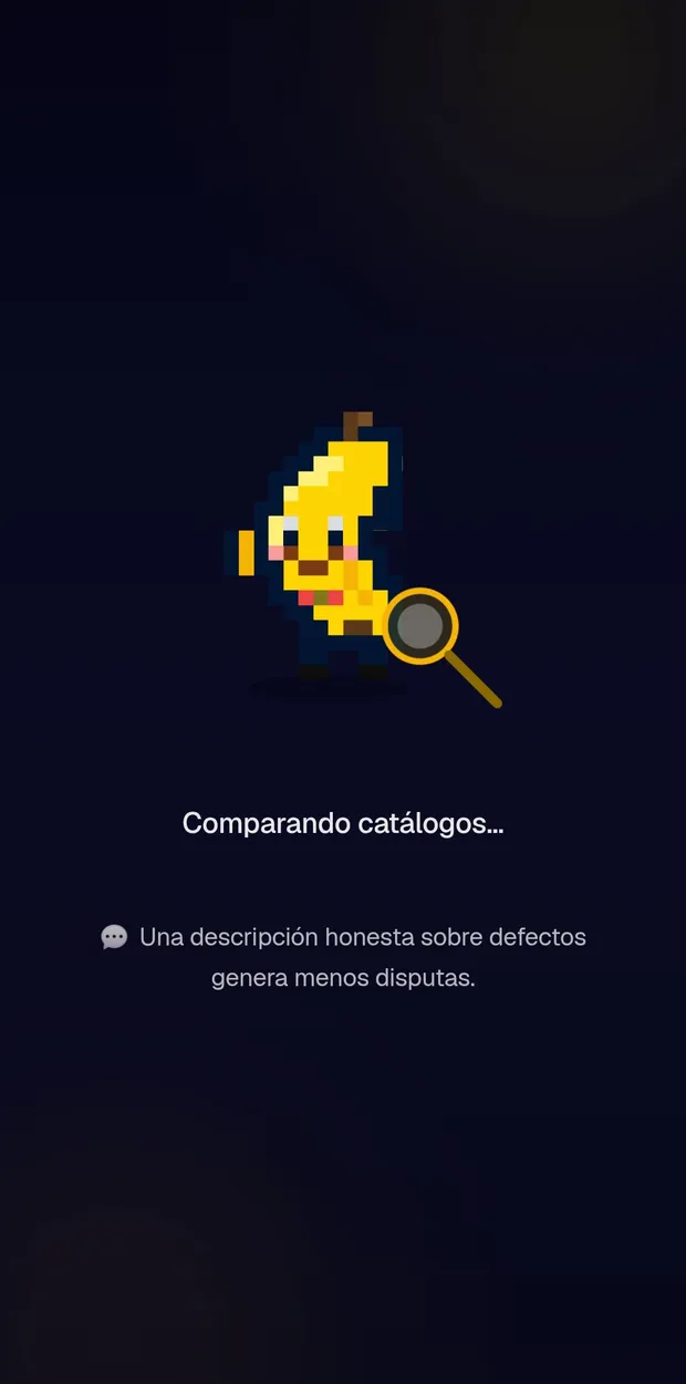 Pantalla real de la app: la IA generando el anuncio completo con los detalles del producto